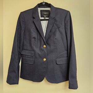 J. Crew 8 School Boy Wool Blazer Jacket In Navy Blue Style #03171 Dark Academia